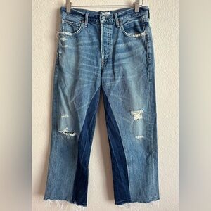 Citizens Of Humanity Rare Cora Crop Jean Relaxed Shadow Inseam 2 Tone Blue Denim